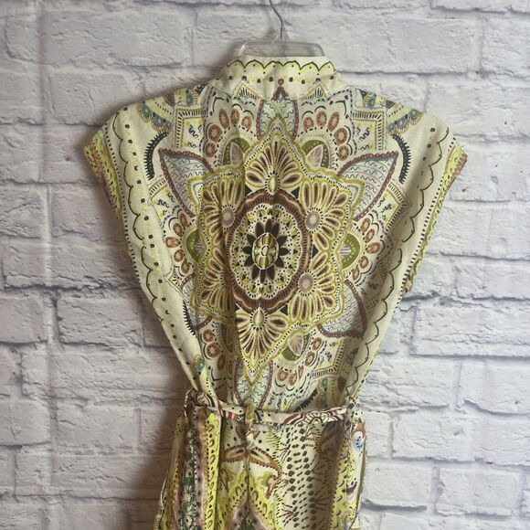 Stile Collection Women’s Earthy Boho Belted Linen Blend  Romper Size Small - Picture 6 of 9